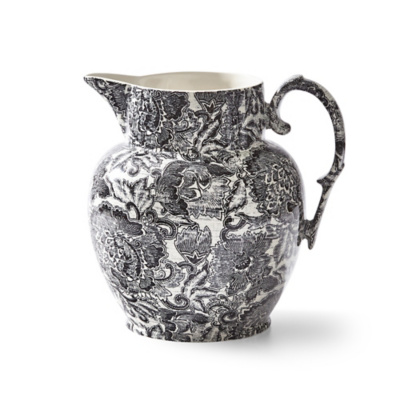 Faded Peony Etruscan Pitcher, Black 