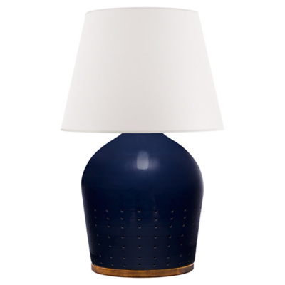 small blue table lamp