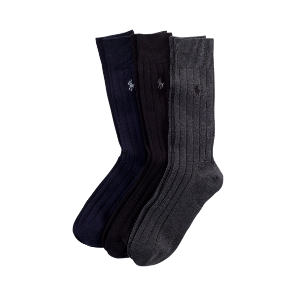 Polo Ralph Lauren Combed Cotton Rib Sock 3-pack In Black Assorted