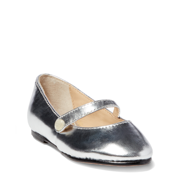 Polo Ralph Lauren Alyssa Metallic Leather Mary Jane In Gold Leather