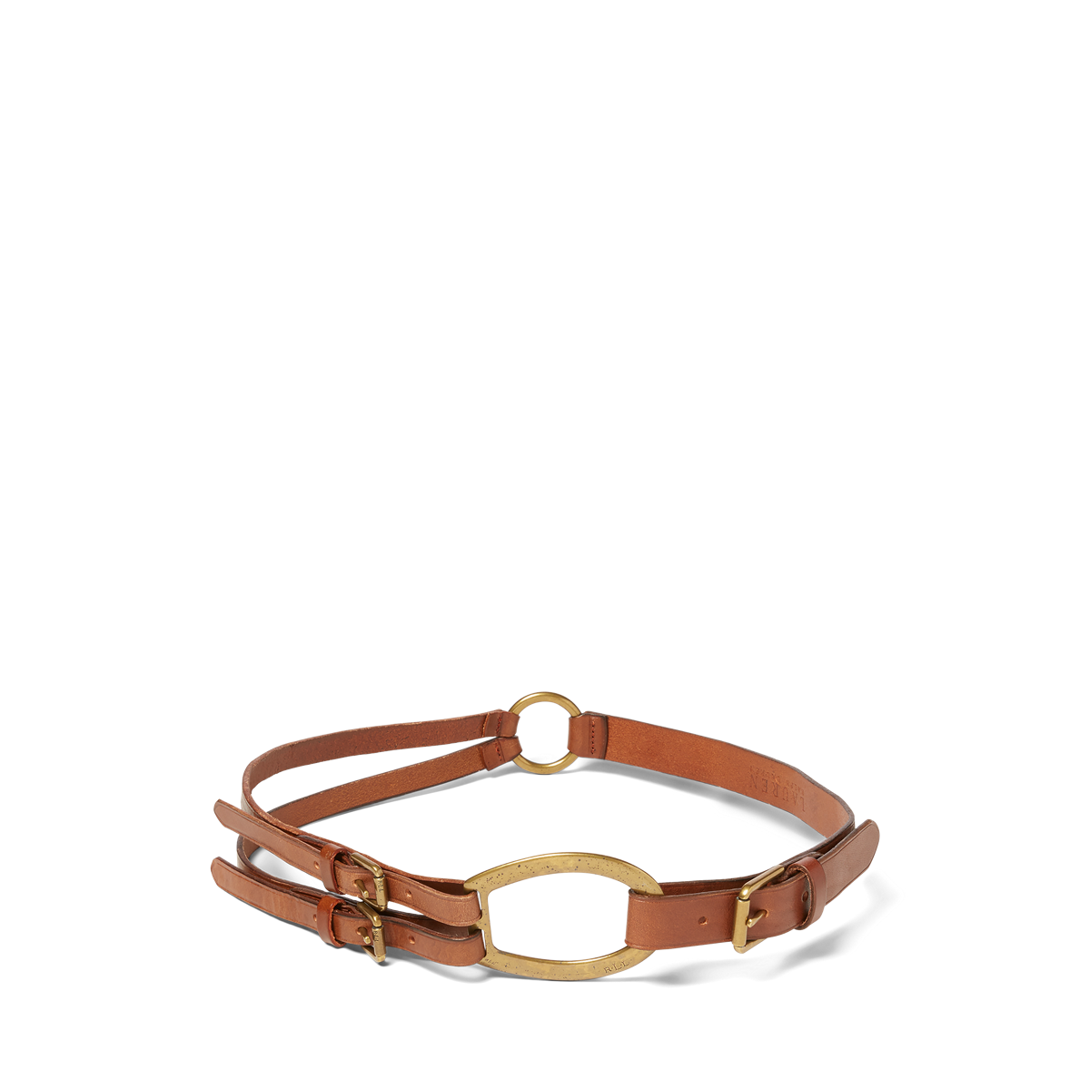Lauren Ralph Lauren Black Leather Tri Strap Horse Bit Belt - Large main image 1