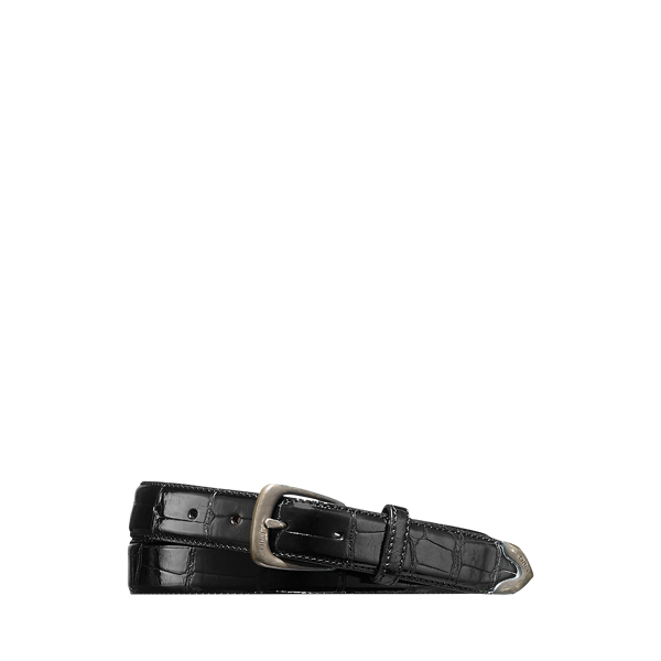 Polo Ralph Lauren Sterling-tipped Alligator Belt In Rust