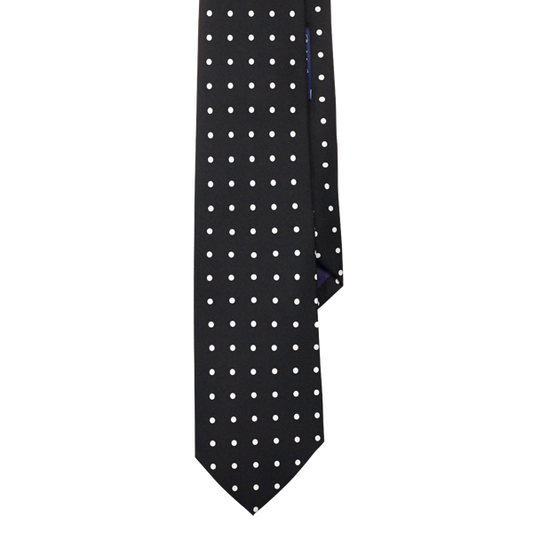 Polo Ralph Lauren Polka-dot Silk Satin Tie In Black