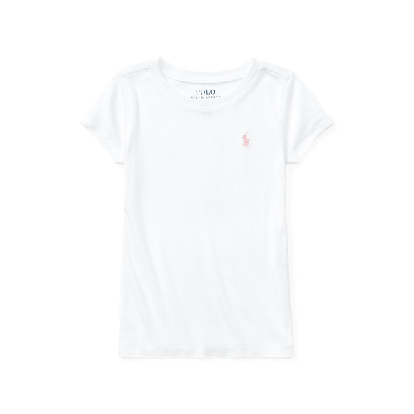 폴로 랄프로렌 여아용 티셔츠 Polo Ralph Lauren Cotton-Modal Crewneck Tee,White
