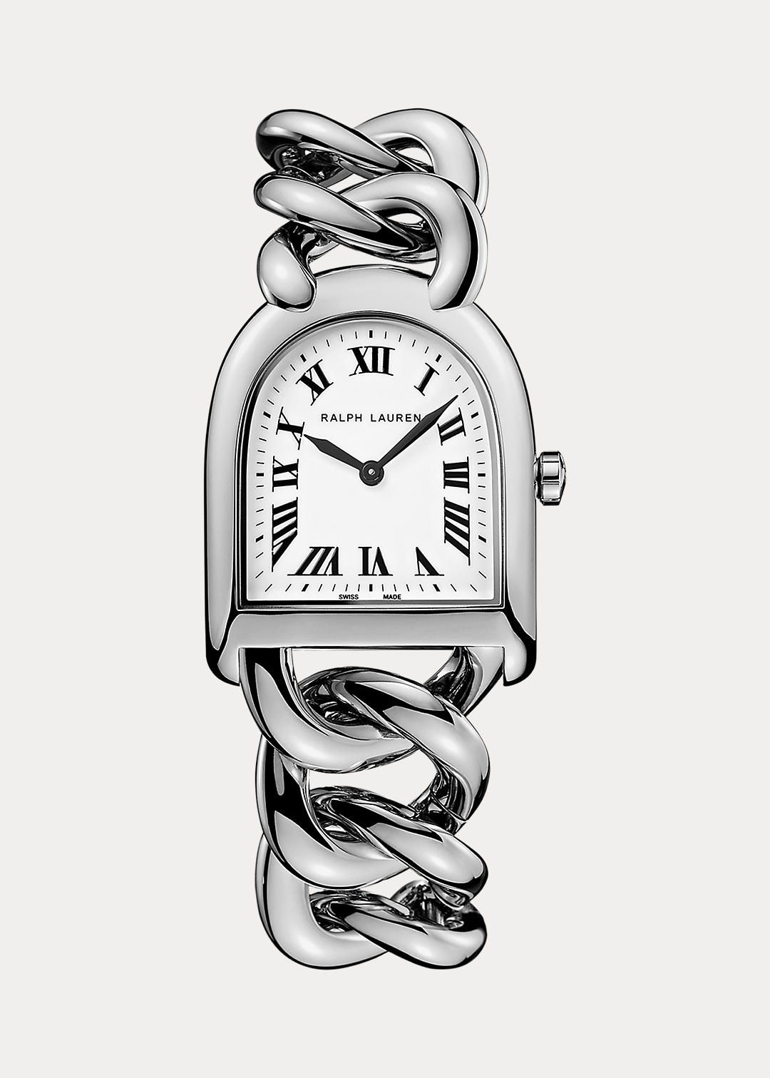The Stirrup Collection Petite stalen horloge met schakels 1