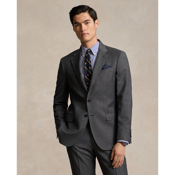 Shop Ralph Lauren Polo Tailored Wool Sharkskin Suit In Medium Grey Multi