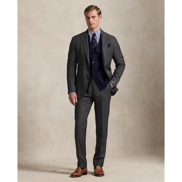 Shop Ralph Lauren Polo Tailored Wool Sharkskin Suit In Medium Grey Multi