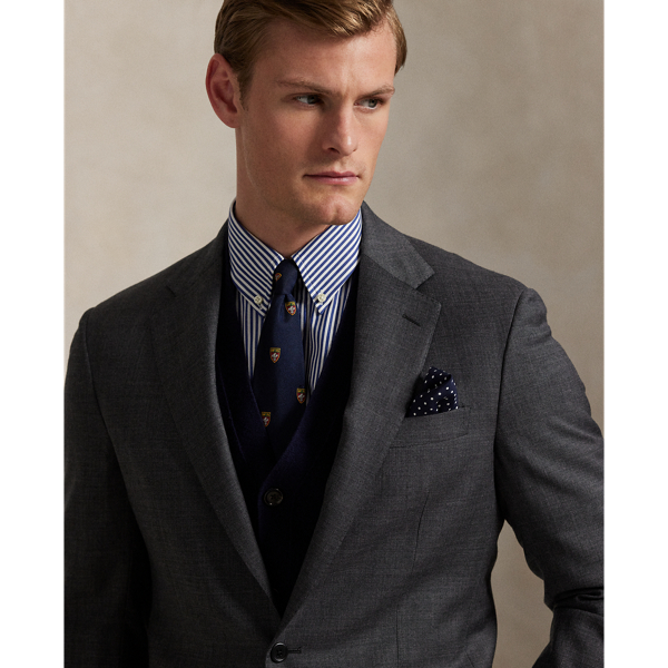 Shop Ralph Lauren Polo Tailored Wool Sharkskin Suit In Medium Grey Multi