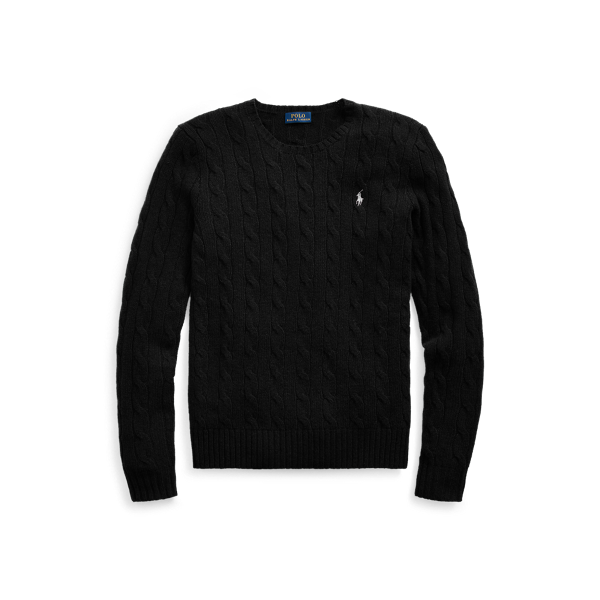 Pull à col rond torsadé en laine