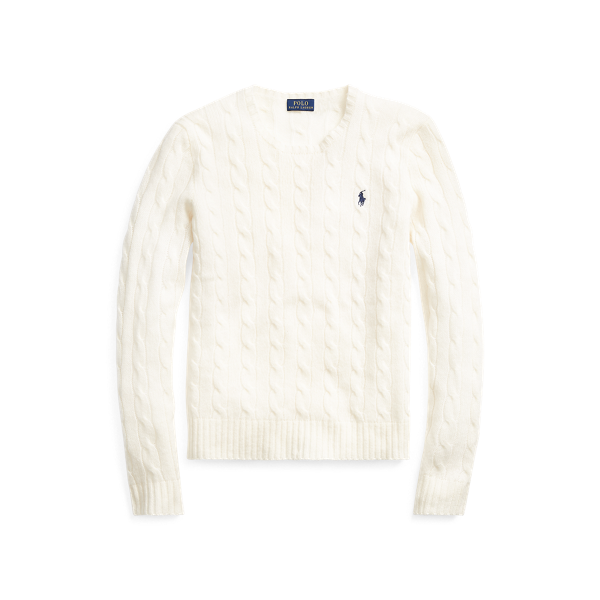 Pull à col rond torsadé en laine