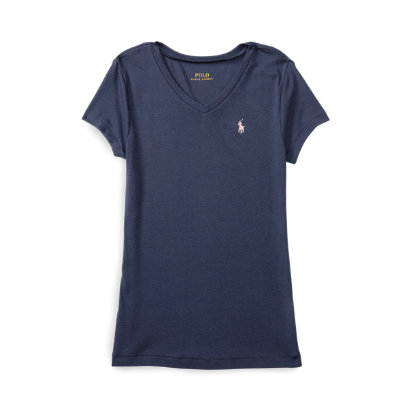 폴로 랄프로렌 여아용 티셔츠 Polo Ralph Lauren Cotton-Modal V-Neck Tee,Newport Navy
