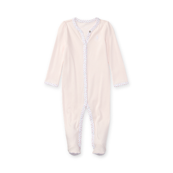 Floral-Trim Cotton Coverall