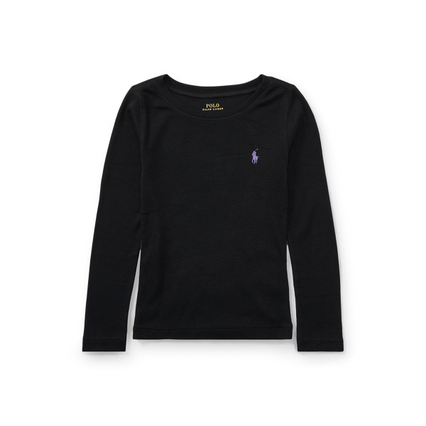 폴로 랄프로렌 여아용 티셔츠 Polo Ralph Lauren Cotton-Blend Long-Sleeve Tee,Collection Black