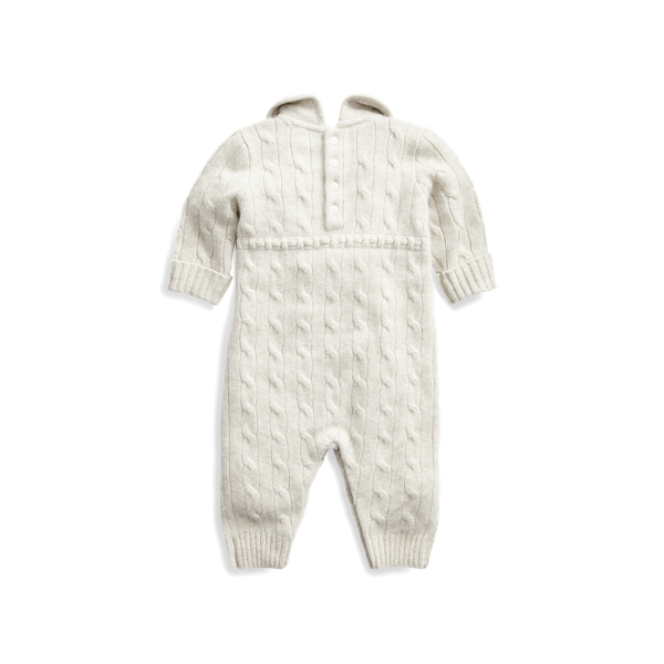 Polo Ralph Lauren Cashmere Knit-collar Coverall In Light Grey Heather