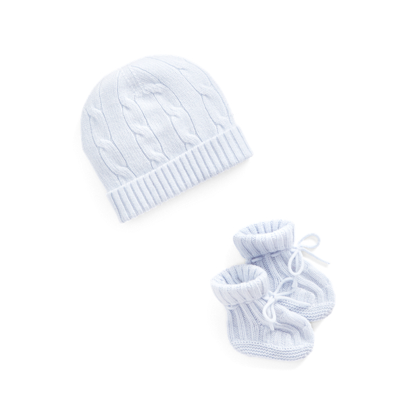 Conjunto de gorro e botinhas em caxemira