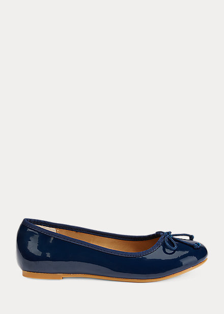 Polo Ralph Lauren Kids' Nellie Patent Leather Flat In Navy Patent