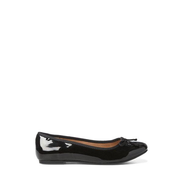 폴로 빅키즈 랄프로렌 플랫 슈즈 Polo Ralph Lauren Nellie Patent Leather Flat,Black Patent