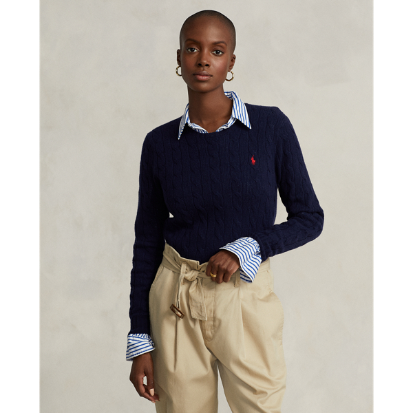 Pull à col rond torsadé en laine pour Women | Ralph Lauren® FR