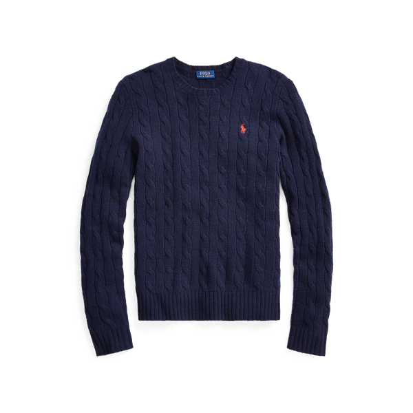 Pull à col rond torsadé en laine