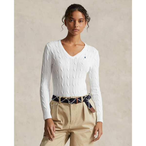 ralph lauren white v neck sweater