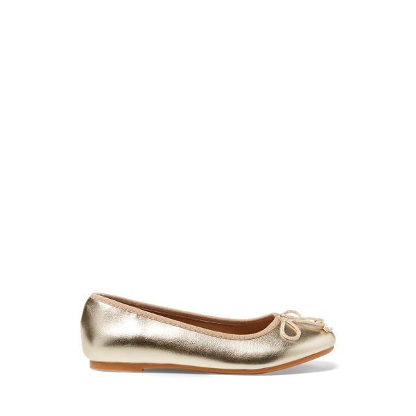 폴로 빅키즈 랄프로렌 발렛 슈즈 Polo Ralph Lauren Nellie Metallic Ballet Flat,Champagne Metallic