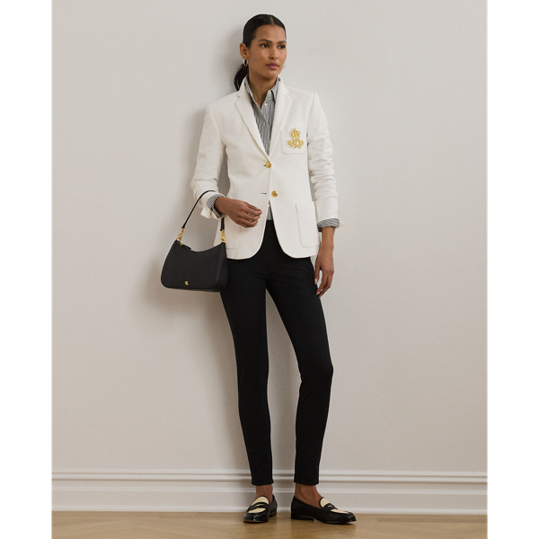 Chic minimalism defines these stretch cotton skinny trousers – a sophisticated choice for day or after dark.