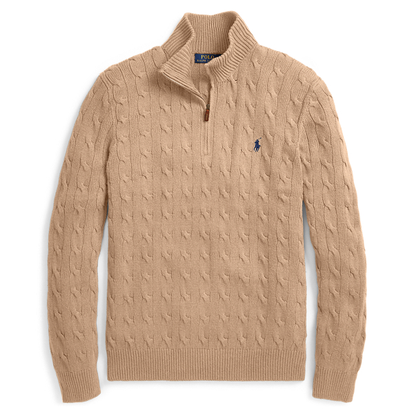 ralph lauren cable knit half zip