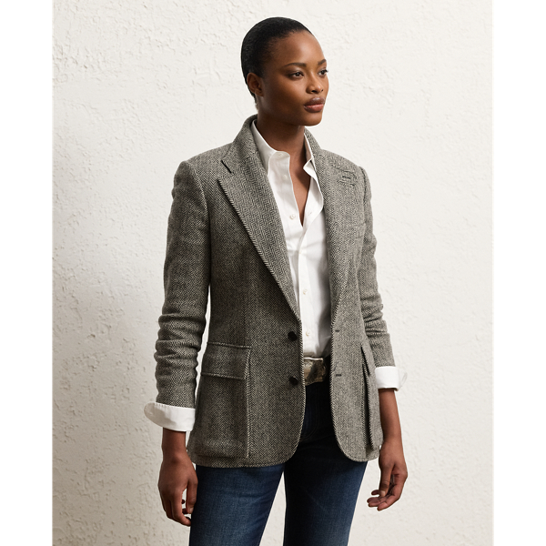 ralph lauren tweed blazer womens