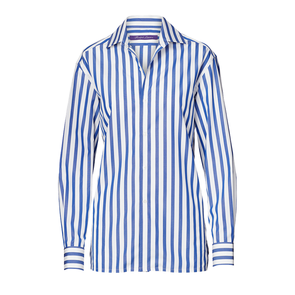 ralph lauren blue and white striped shirt womens