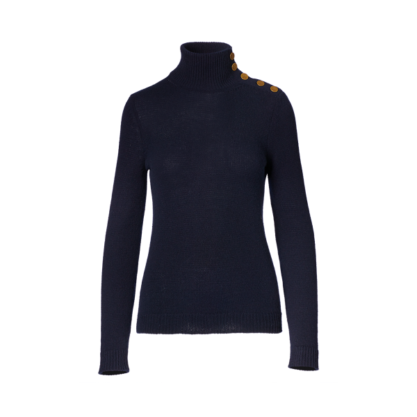 Col roulé boutonné en cachemire