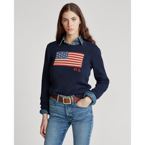 Women's Flag Cotton Crewneck Sweater | Ralph Lauren