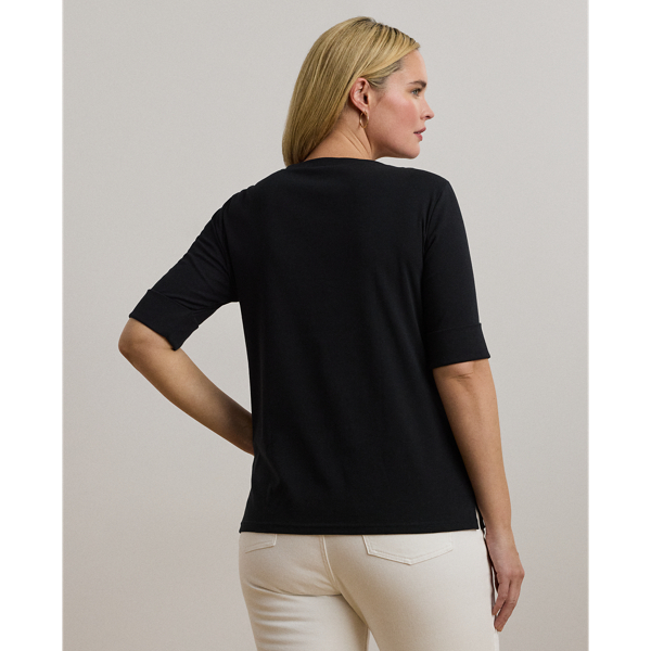 Lauren Woman Stretchkatoenen T-shirt met boothals 4