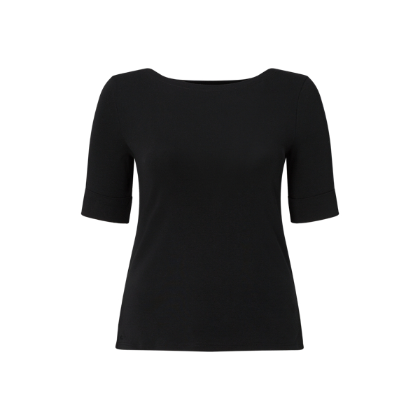 Lauren Woman Stretchkatoenen T-shirt met boothals 1