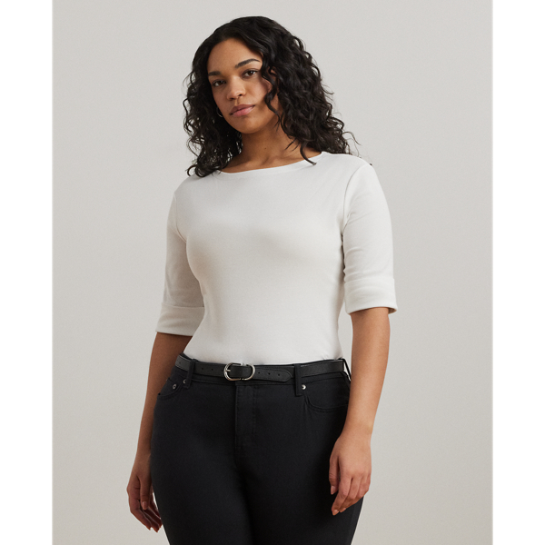 A boatneck and a slim fit define this top's sleek style, while an embroidered "LRL" monogram adds a signature touch.