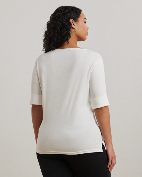 A boatneck and a slim fit define this top's sleek style, while an embroidered "LRL" monogram adds a signature touch.
