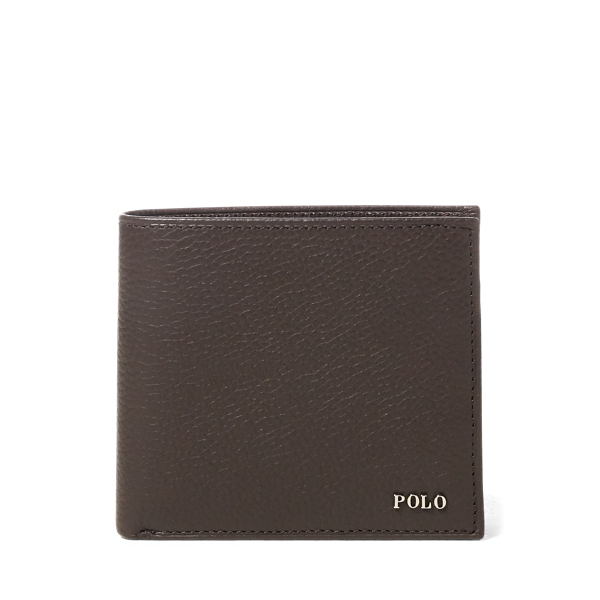 Metal-Plaque Leather Billfold