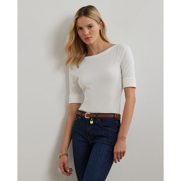 This timeless wardrobe staple is crafted with stretch-infused cotton and features an "LRL" monogram on the hem for a signature Lauren style.