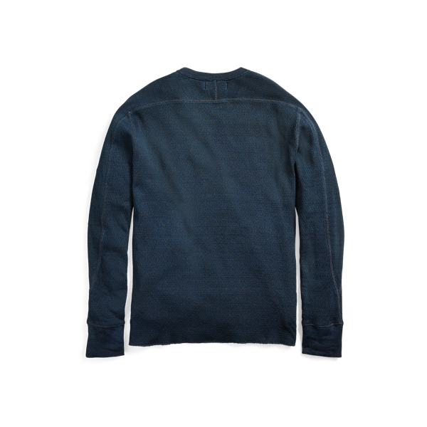 RRL Indigo gebreide jacquard trui met ronde hals 2