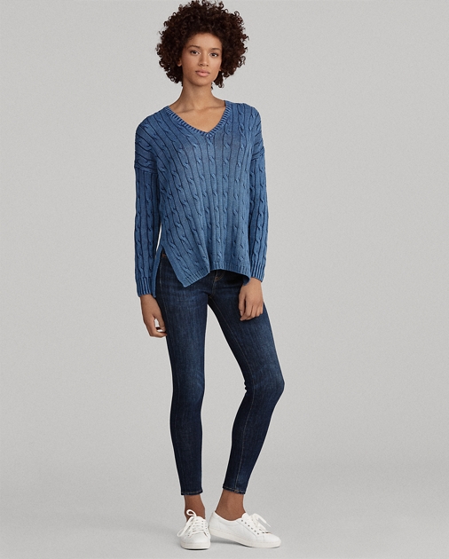 Polo Ralph Lauren Cable-Knit Side-Slit Sweater 1