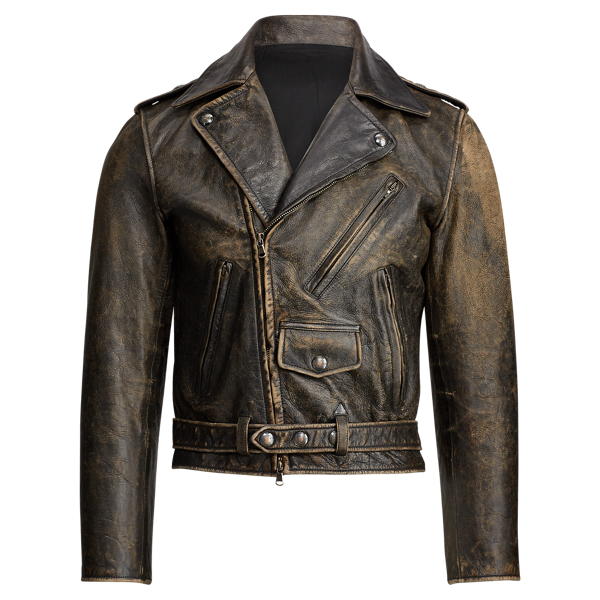 ralph lauren leather jacket brown