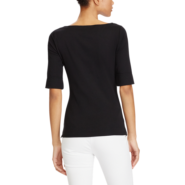 Lauren Stretch katoen top met boothals 4