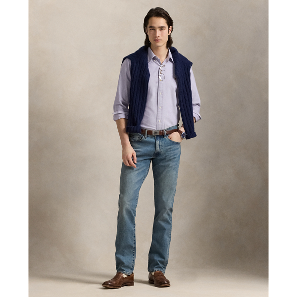 The Varick features a regular rise and a straight-leg silhouette, which is fitted through the thigh and relaxed from the knee down. This medium-weight pair is indigo-dyed, stonewashed and hand-sanded for a timeworn look that only  Ralph Lauren Lauren could recreate.