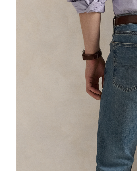 The Varick features a regular rise and a straight-leg silhouette, which is fitted through the thigh and relaxed from the knee down. This medium-weight pair is indigo-dyed, stonewashed and hand-sanded for a timeworn look that only  Ralph Lauren Lauren could recreate.