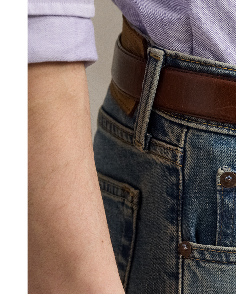 The Varick features a regular rise and a straight-leg silhouette, which is fitted through the thigh and relaxed from the knee down. This medium-weight pair is indigo-dyed, stonewashed and hand-sanded for a timeworn look that only  Ralph Lauren Lauren could recreate.