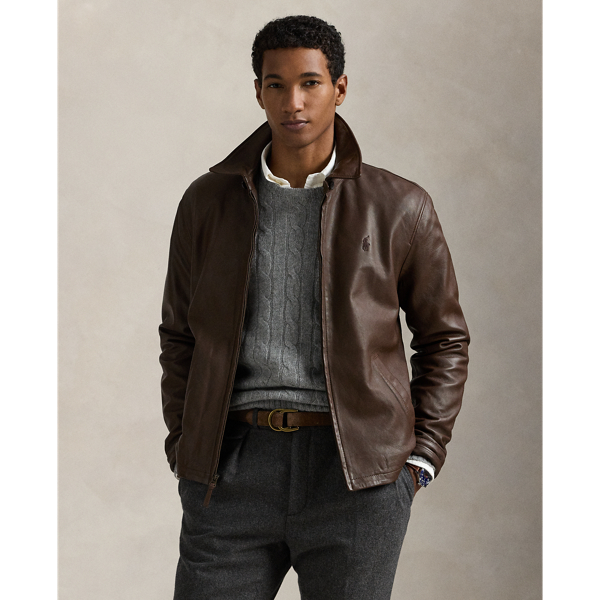 ralph lauren men's leather bomber jackets