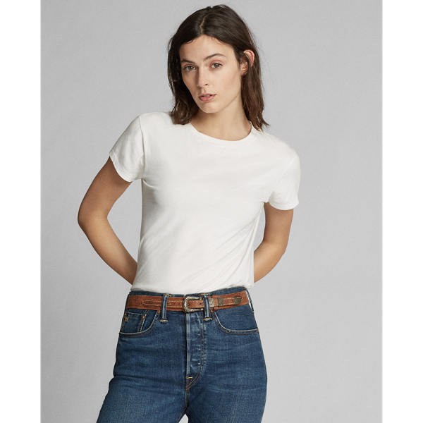 Double Rl Cotton Jersey Crewneck T-shirt In White