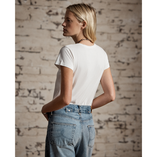 Double Rl Cotton Jersey Crewneck T-shirt In White