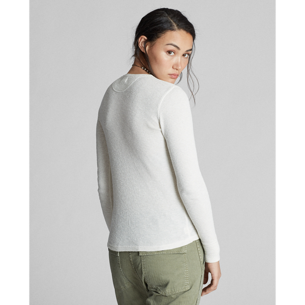 RRL Katoen gebreide Henley met smalle wafelstructuur 5