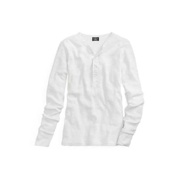 Henley em malha waffle de algodão slim