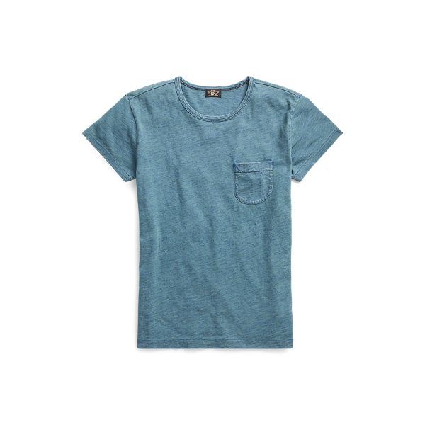 RRL Indigo katoenen T-shirt met zak 2